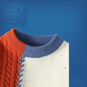 High-End-Strick-Winter-Sweatshirt, Cashemre-Qualität, Unisex-Warm-Top-Tuch, weicher Pullover, Designer-Handgemachte Mode, buntes Design Bild 3