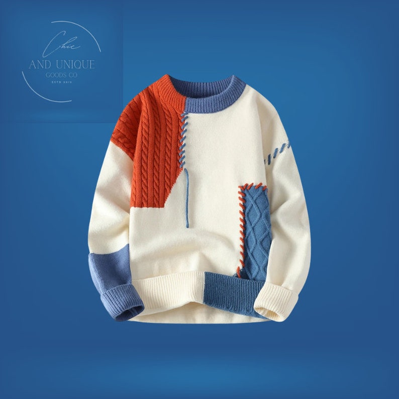 Sweat-shirt dhiver tricoté haut de gamme, Cashemre de haute qualité, tissu supérieur chaud unisexe, pull doux, mode faite à la main de créateur, design coloré No. 1
