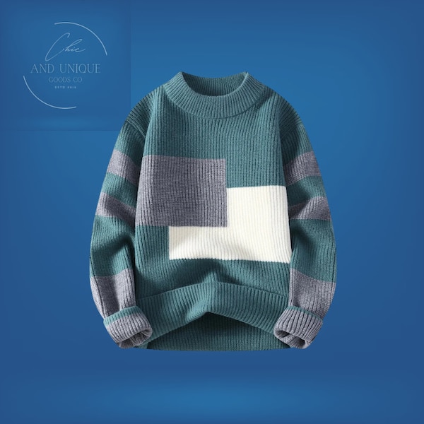 Maglione invernale caldo con motivi a colori di fascia alta, design 2023 per unisex, materiali fatti a mano, design multicolore, lana calda, comodo da indossare ogni giorno