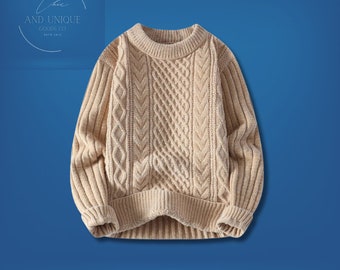 Verdicken Sie warmen koreanischen Stil Winter Pullover, lose Pullover, Weihnachtsgeschenk, Unisex Design, Opa Kleidung, höchste Qualität Wolle Material