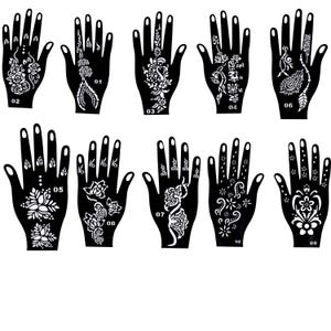 Rangeli henna stencils 20 pcs 10 pair left and right for hands bridal designs mehandi designs stickers temporary tattoo Durable