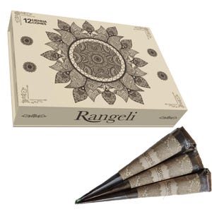 3 Pack Rangeli  handmade henna cones - Ready to use mehandi cones temporary tattoo for hands and arms organic and natural