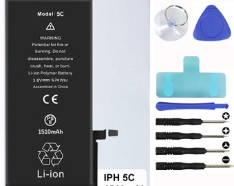 Battery Kit for iPhones Includes Waterproof Sticker, Battery Stickers, MAGNETIC Tools (iPhone 5C)