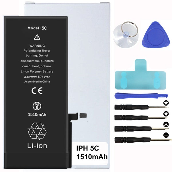 Battery Kit for iPhones Includes Waterproof Sticker, Battery Stickers, MAGNETIC Tools (iPhone 5C)