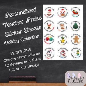 Personalized Christmas Teacher Reward Stickers: Classroom Motivation