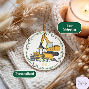 Décoration de Noël personnalisée pour entrepreneur JVAC Construction : nom et année personnalisés