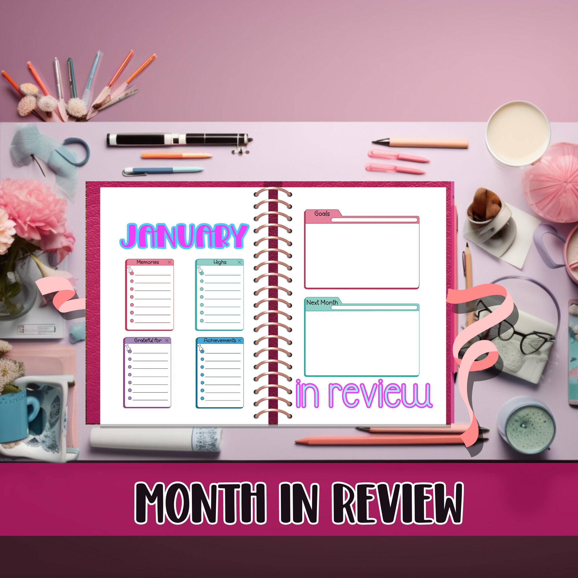 Kawaii Bullet Journal, Undated Printable Bullet Journal,cute Planner