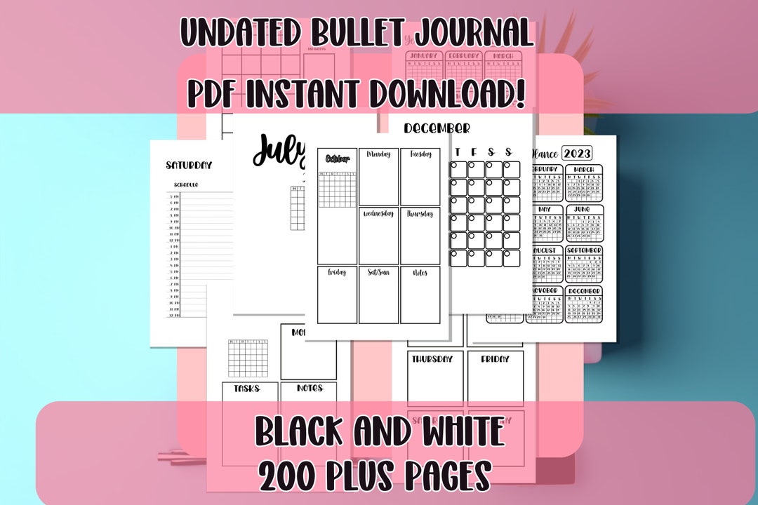 Undated Printable Bullet Journal, Printable Planner, Bujo Pages
