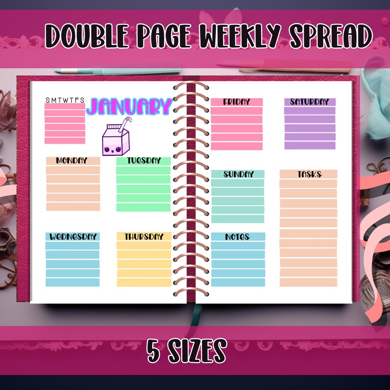 Kawaii Bullet Journal Undated Printable Bullet Journalcute Etsy Australia