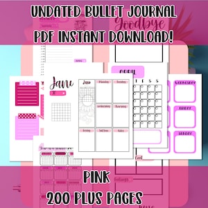 Undated printable bullet journal, printable planner, bujo pages, premade bullet journal pages, PDF printable, 2023, 2024 calendar