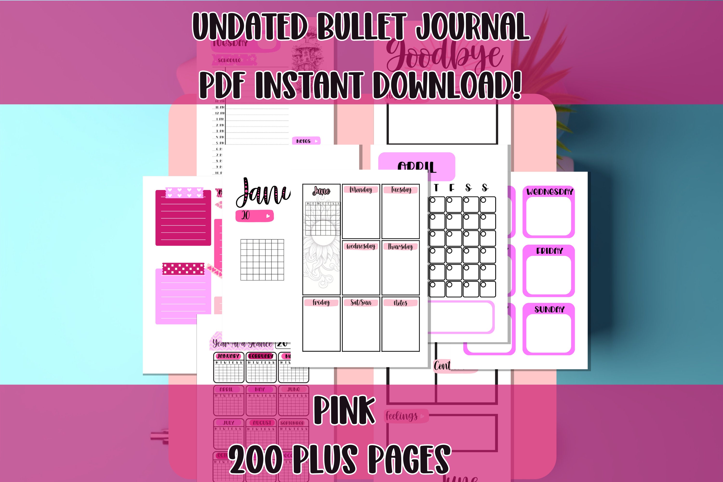 Undated Printable Bullet Journal, Printable Planner, Bujo Pages ...