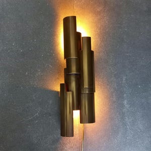 Vintage design brutalist brass wall lamp 1970's