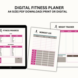Fitness Planner | Workout Planner | Weight Loss Tracker | Fitness Tracker | Wellness Planner | Workout Tracker