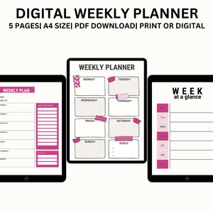 Printable Weekly Planner, Fillable weekly To Do List, Weekly Journal, Minimalist Planner, Undated Planner, Personal Tracker