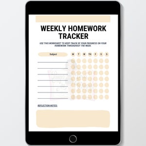 Homework Tracker for Kids |Homework Log Printable | Printable Homework Chart | Homework Template | Assignment Tracker | Homework Checklis