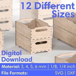 Laser Cut Stackable Storage Box Files, Laser Cut Box, Glowforge box DXF SVG