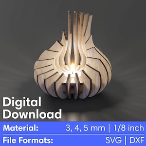 キャンドルホルダー レーザーカット合板 SVG DXF 4 種類の素材の厚さ - Glowforge