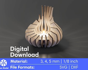 Candle Holder Laser Cut Plywood SVG DXF 4 material thicknesses - Glowforge