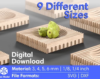 Fruit Bowl Laser Cut Plywood SVG DXF 9 Size 6 material thicknesses - Glowforge