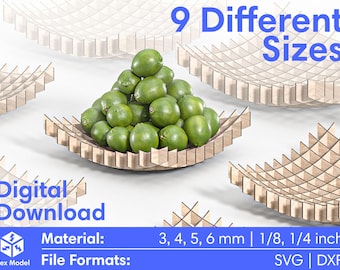 Fruit Bowl Laser Cut Plywood SVG DXF 9 Size 6 material thicknesses - Glowforge