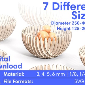 Fruitschaal Lasergesneden multiplex SVG DXF decoratieve schotel meerdere maten Glowforge