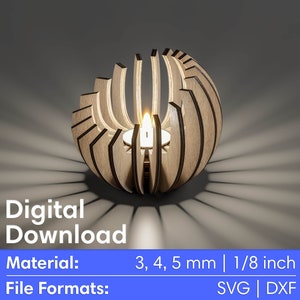 キャンドルホルダー レーザーカット合板 SVG DXF 4 種類の素材の厚さ - Glowforge