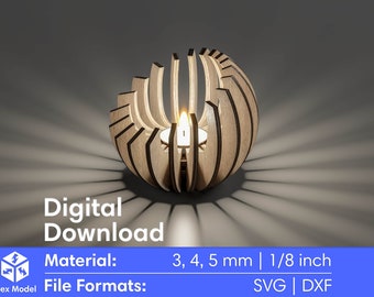 Candle Holder Laser Cut Plywood SVG DXF 4 material thicknesses - Glowforge