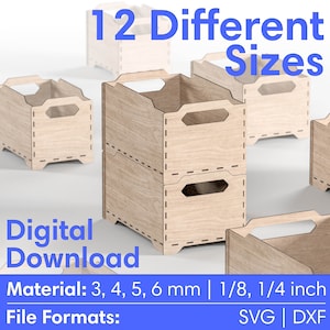 Laser Cut Stackable Storage Box Files, Laser Cut Box, Glowforge box DXF SVG