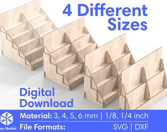 Display Stand 4 Different Sizes - Tiered Display Stand - Display Shelf - Laser Cut Files SVG DXF