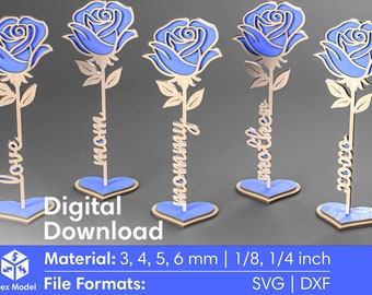 Two Layered Flower Laser Cut Svg Dxf Files, Mothers day gift