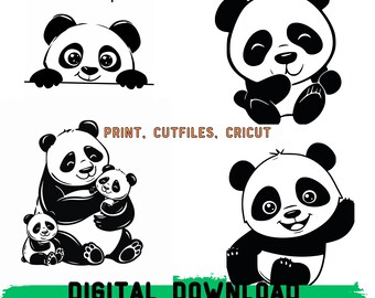 panda svg, cute panda svg, baby panda svg, panda bear svg, panda silhouette, panda face svg, panda vector, cute animal svg, panda svg bundle