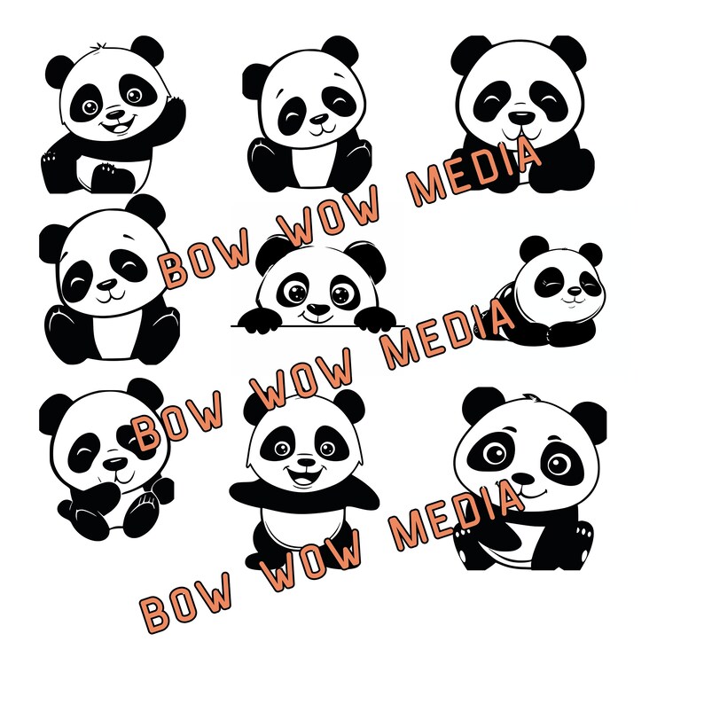 Pu&ograve; includere: Un set di otto illustrazioni di orsi panda in bianco e nero. I panda sono in varie pose, tra cui seduti, in piedi e sdraiati. Le illustrazioni sono semplici e carine, e sarebbero perfette per un libro per bambini o altro progetto creativo.
