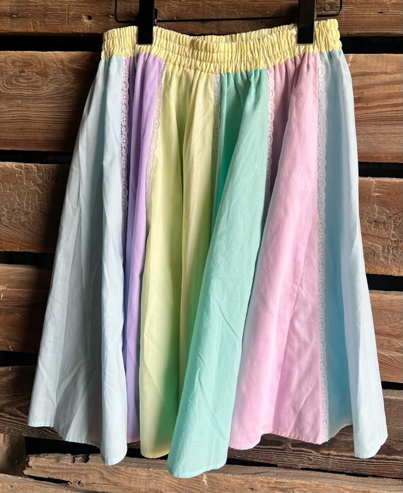 Vintage Pastel Rainbow Square Dancing Western Skir