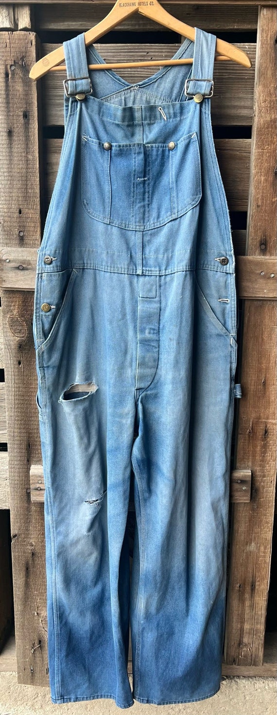 Vintage Sears Farmer Bib Overalls Thrased Size XL