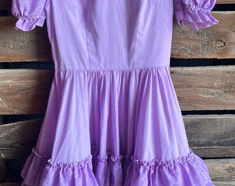 Vintage Lavender Ruffled Square Dancing Dress