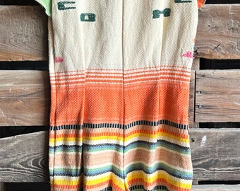 Vintage Romper Jumpsuit Made Mexican Blanket