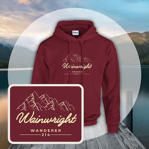 Wainwright wanderer 214 t shirt | lake district lovers gift | camping hiking outdoor mountain scene | Classic Unisex Pullover Hoodie