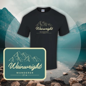 Wainwright wanderer 214 t shirt | lake district lovers gift | camping hiking outdoor mountain scene | Heavyweight cotton Unisex