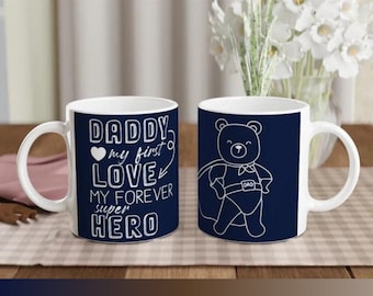 Tazza per papà supereroe / tazza in ceramica per papà orsacchiotto / regalo per papà / regalo per lui / tazza da caffè / miglior papà della festa del papà