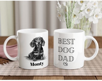 Taza personalizada Dachshund / regalo para amantes de los perros salchichas / taza de café / mejor papá perro / regalo para él / regalo de perro