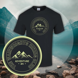 Wainwright hiking club 214 t shirt | lake district lovers gift | camping outdoor mountain scene | Heavyweight cotton Unisex