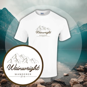 Wainwright wanderer 214 t shirt | lake district lovers gift | hiking outdoor mountain scene | Heavyweight cotton Unisex