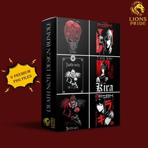 6 Premium Death Note Design Bündel | Anime PNGs | Hochauflösende transparente Dateien für Shirts, Hoodies, Tassen und mehr