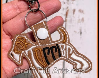 Fox Terrier Embroidered  Keyring: Terrier Dog Bag Tag