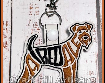 Airedale Terrier Embroidered  Keyring: Terrier Dog Bag Tag