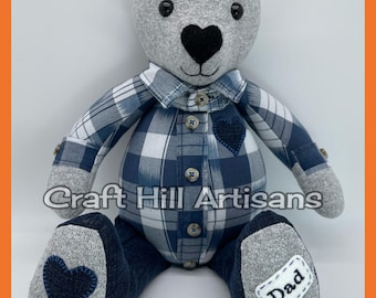 Memory Bear Traditional Teddy Handcrafted Using Your Loved Ones Precious Clothing| Keepsake Teddy
