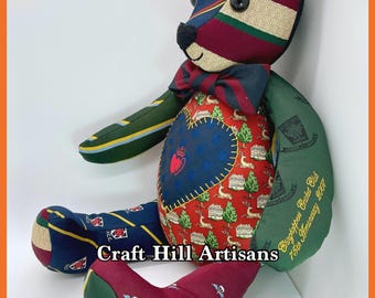 Necktie Memory Bear SMALL SIZE Handcrafted Using Your Loved Ones Precious Clothing| Keepsake Teddy