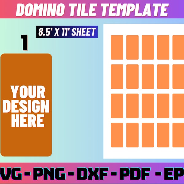 Domino Tile Template Svg, Round Corner Domino Tile Template, Blank Domino Tile Template, 8.5”x11”