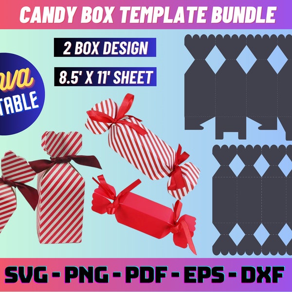 Candy Box Template, Candy Box Svg, Candy box shaped box, Candy gift box Template, party favor box, box svg, gift box svg, box svg cricut