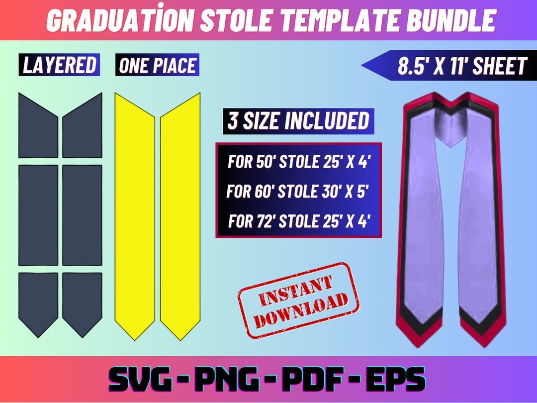 Graduation Stole Template, Graduation Stole Svg, Stole Template ...